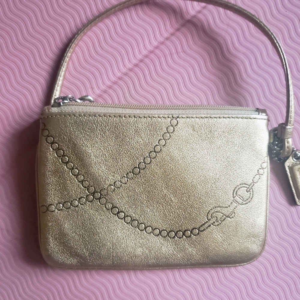 SOLD - Coach Y2K Metallic Gold Small Wristlet Coin Wallet - Picture 3 of 10